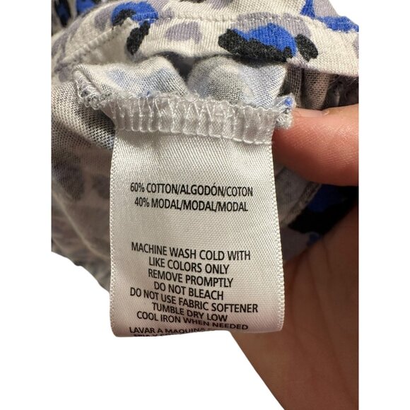 🍒 2/$20 Calvin Klein Hooded Athletic Pullover in Blue & Black Animal Print sz S - Picture 4 of 6